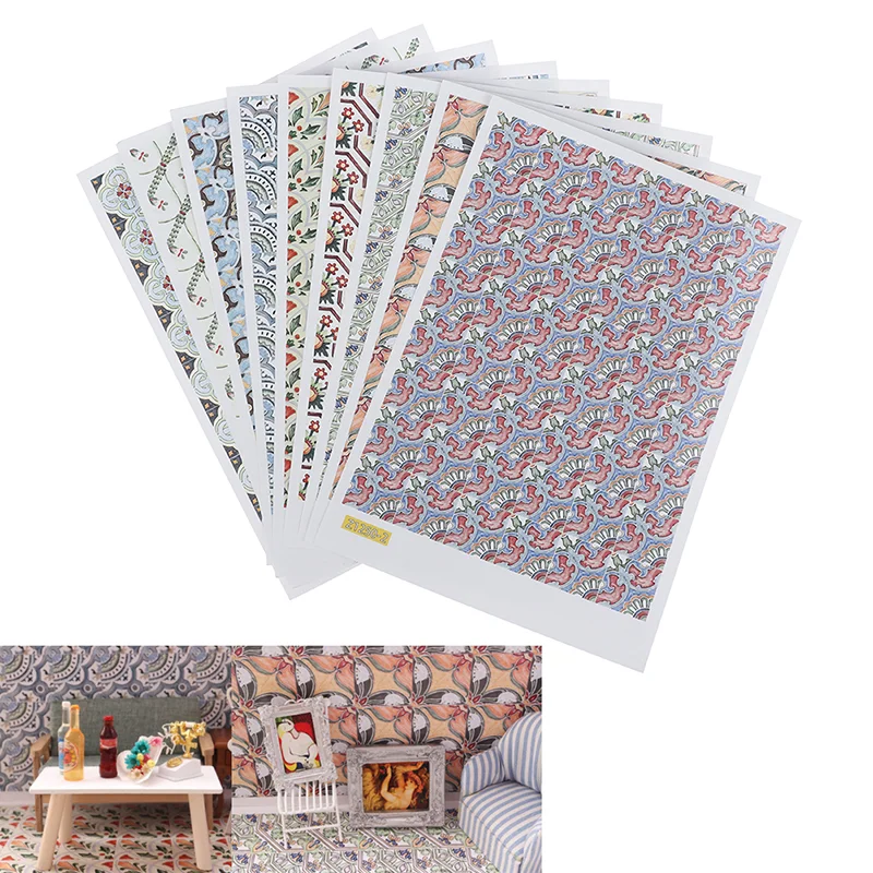 

1PCS Dollhouse Miniature Wall Decal Floor Sticker Bedroom Floor Sticker Wall Sticker Decor Accessorie