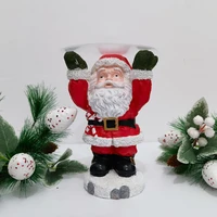 santa claus sculptural glass topped holiday table resin ornament gift christmas home living room new year party decoration 2022
