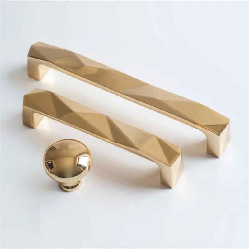 Modern American Style Cabinet Door Handle Minimalist Golden Alloy Diamond Pattern Wardrobe Handles Hole Drawer Pulls | Обустройство