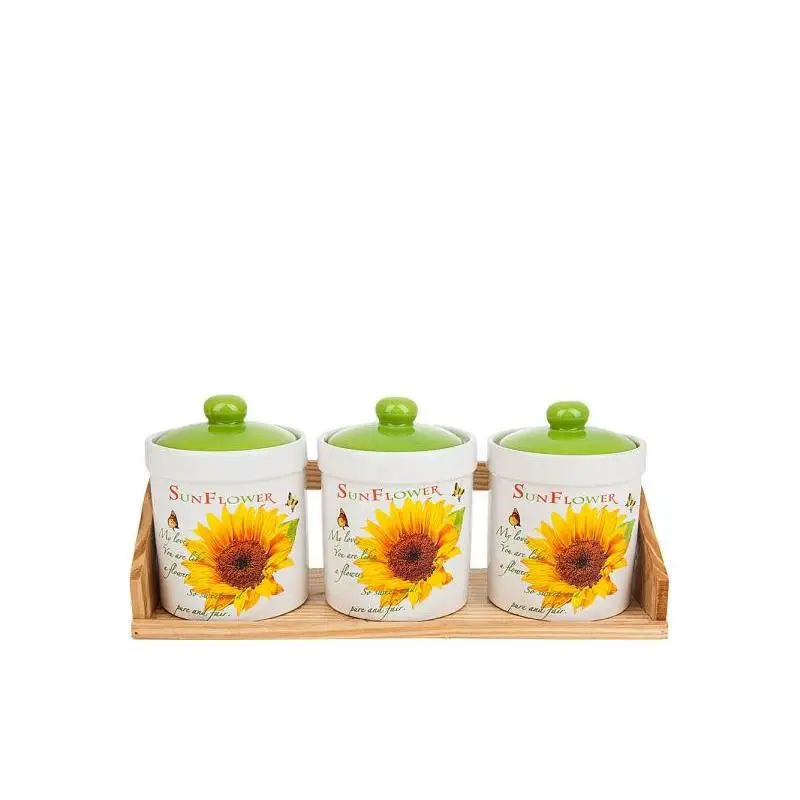 Набор банок для сыпучих продуктов ENS Подсолнух 4 предмета|Бутылки банки и коробки|
