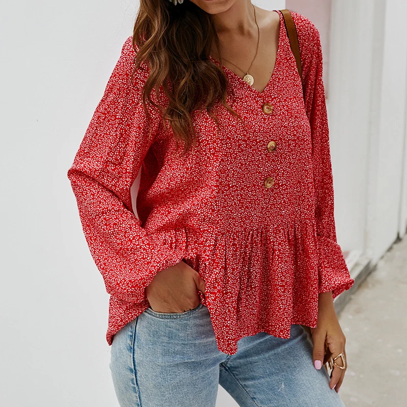 Милая блузка для девочек с цветочным принтом 2020 богемные женские рубашки длинным