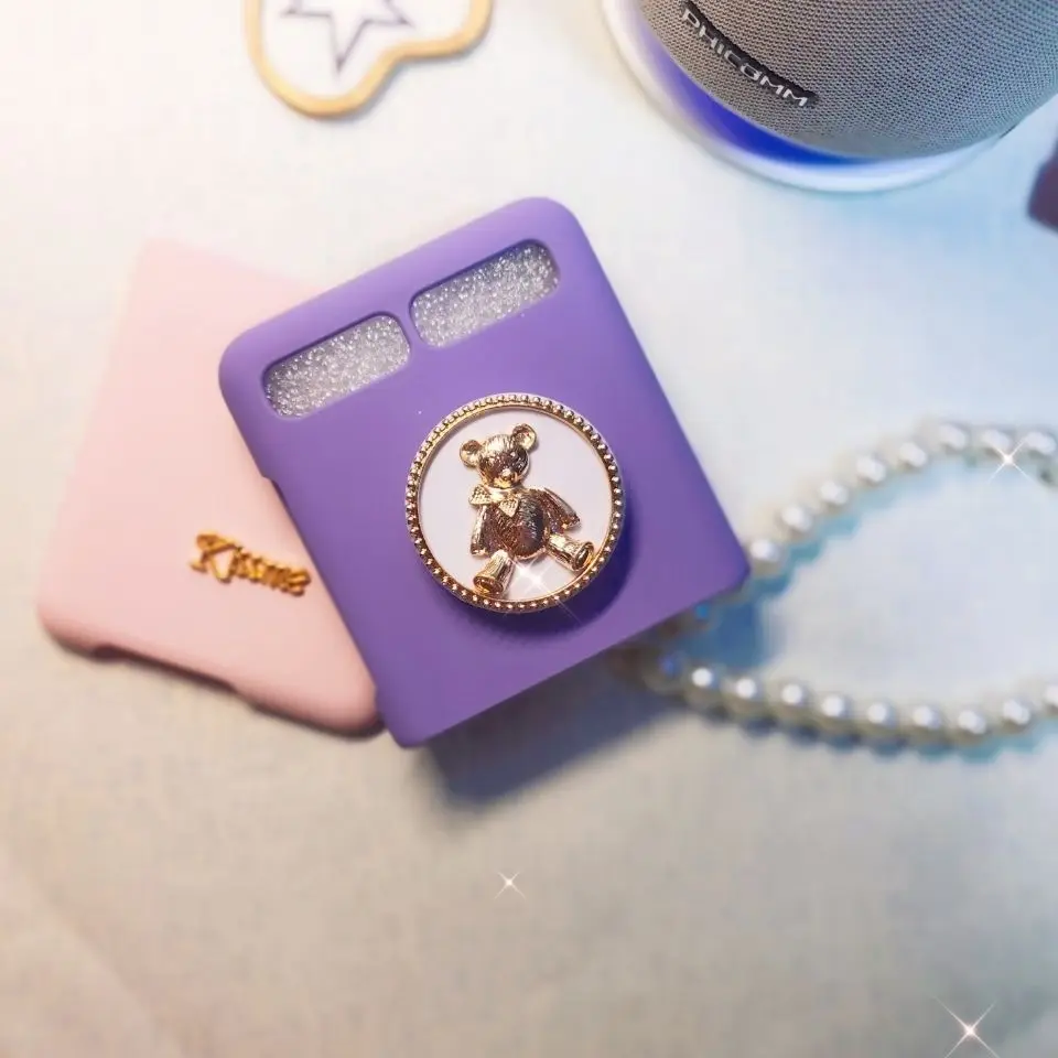 

For Samsung Galaxy zflip mobile phone case f7070 f7000 folding 5g bear bracket pearl portable