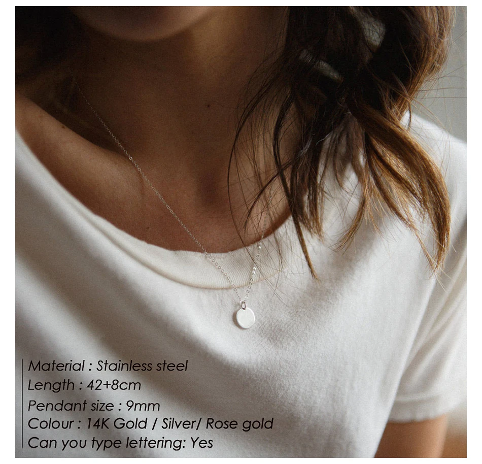 Ожерелье JUJIE из нержавеющей стали с круглым кулоном для женщин ожерелье узором