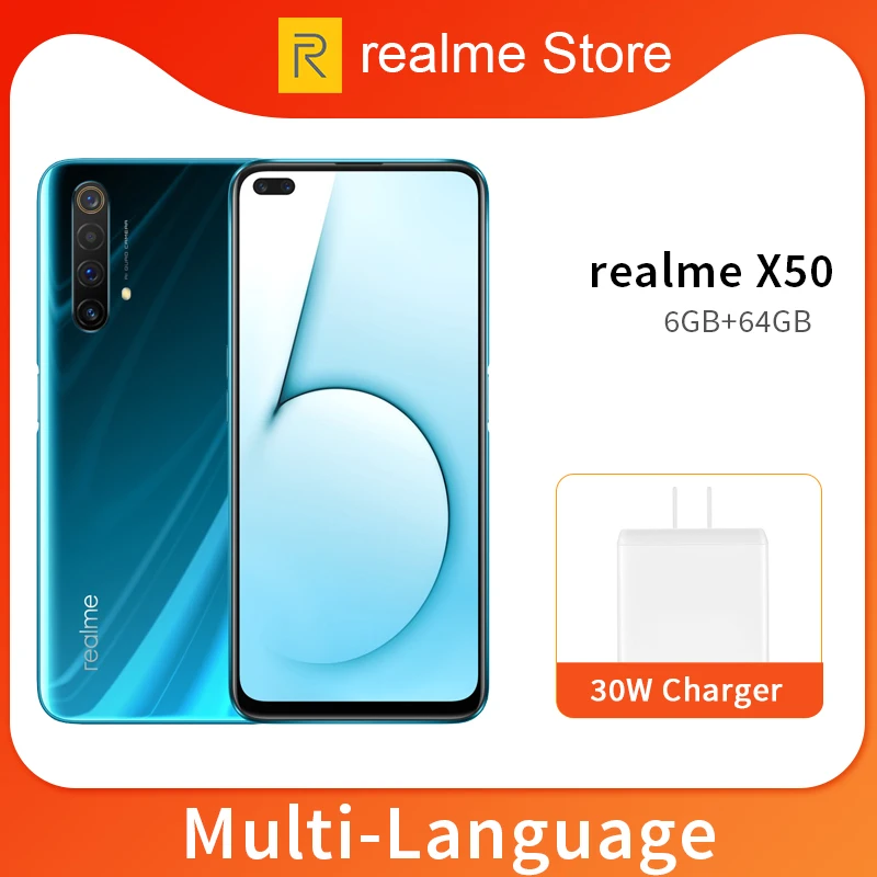 Realme X50 X 50 5G 8GB 128GB 6 57 ''мобильный телефон Snapdragon 765G Восьмиядерный 64MP