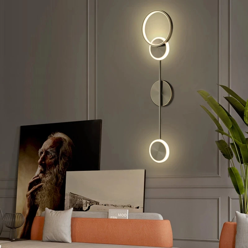 

Kobuc New Design Copper Gold Wall Light 16/18/28W LED 3 Light Dim Wall Sconces Light Black Metal Light for Bedside Living room
