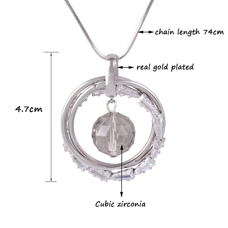 Ожерелье SINLEERY с подвеской в виде нескольких колец колье желтого золотого