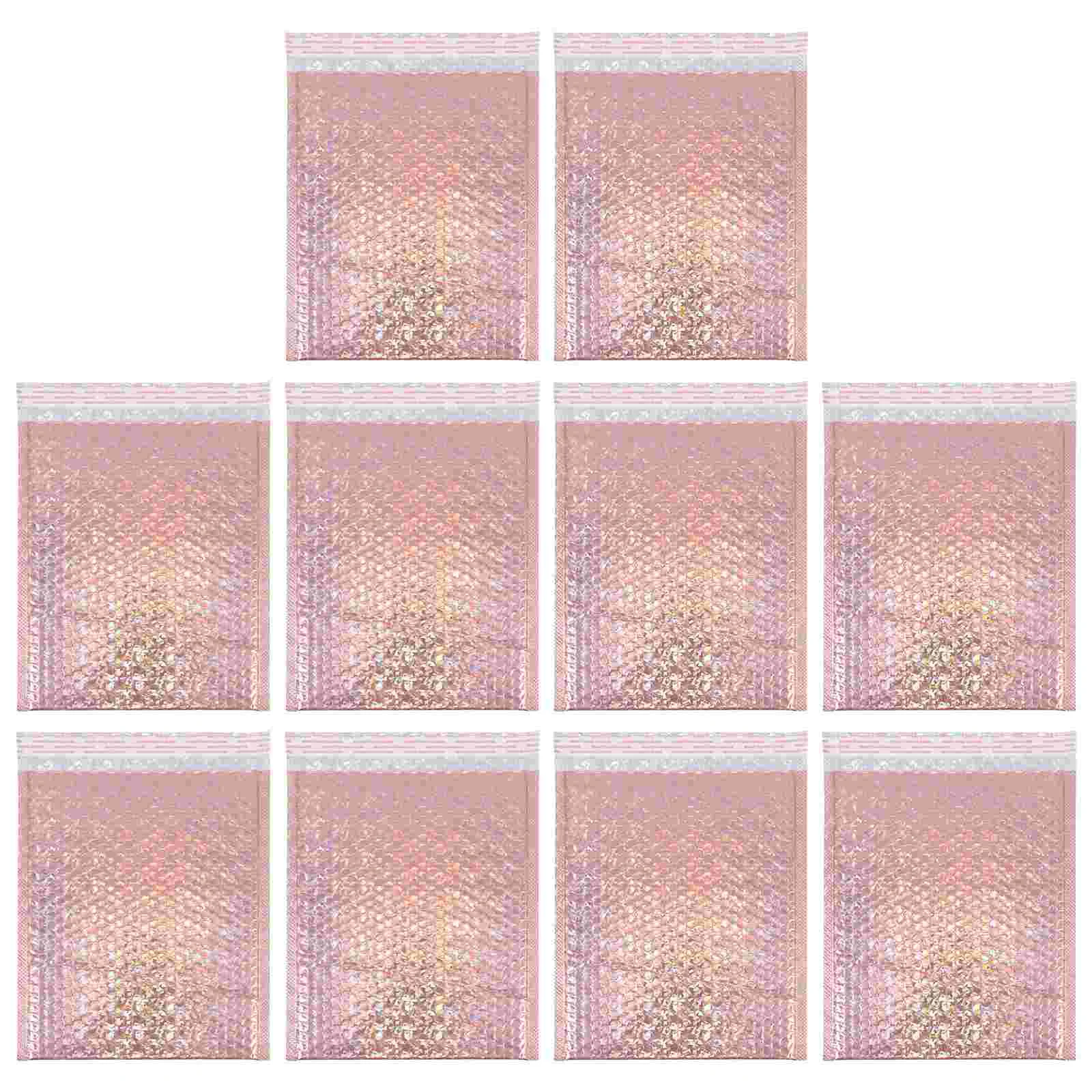 

10 шт. конверты с пузырьковой подкладкой, водонепроницаемые конверты для почтовых отправлений, конверты для книг (розовое золото)