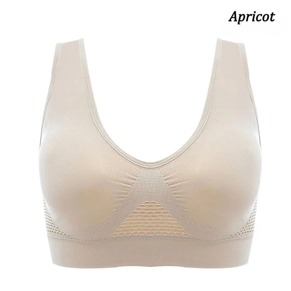 apricot YEABIU, бюстгальтеры для женщин, дышащие, S-6XL размера плюс, выдалбливают, мягкий, спортивный бюстгальтер, для фитнеса, спортивные топы, Сексуальное белье - Цвет: apricot