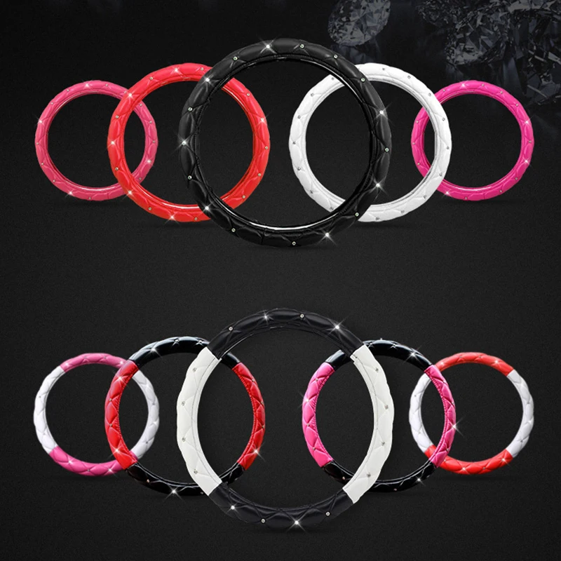 Женский чехол на руль из искусственной кожи с кристаллами автомобильные чехлы