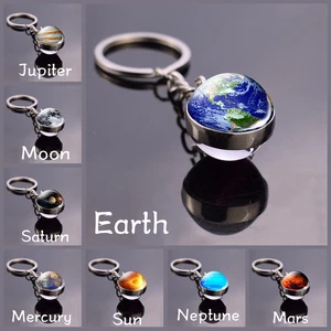 Брелок для ключей с изображением земли, Луны, галактики, солнечной системы, планеты, стеклянного шара, Вселенной, солнца, Юпитера