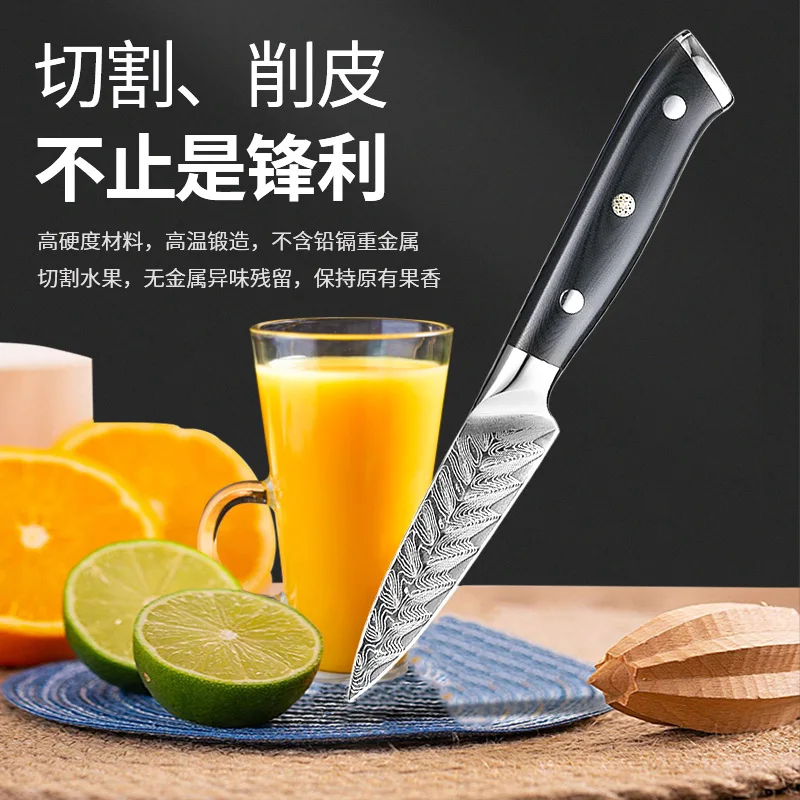 

3.5" Fruit Paring Knife Damascus Razor Sharp Blade G10 Handle Japanese AUS10 Steel Kitchen Knives Chef's Tool Cutting Cutlery