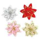 5 шт. 13 см, золотые и серебряные Искусственные Рождественские цветы, Подвесные Украшения для рождественской елки, украшения для дома, новогодний декор