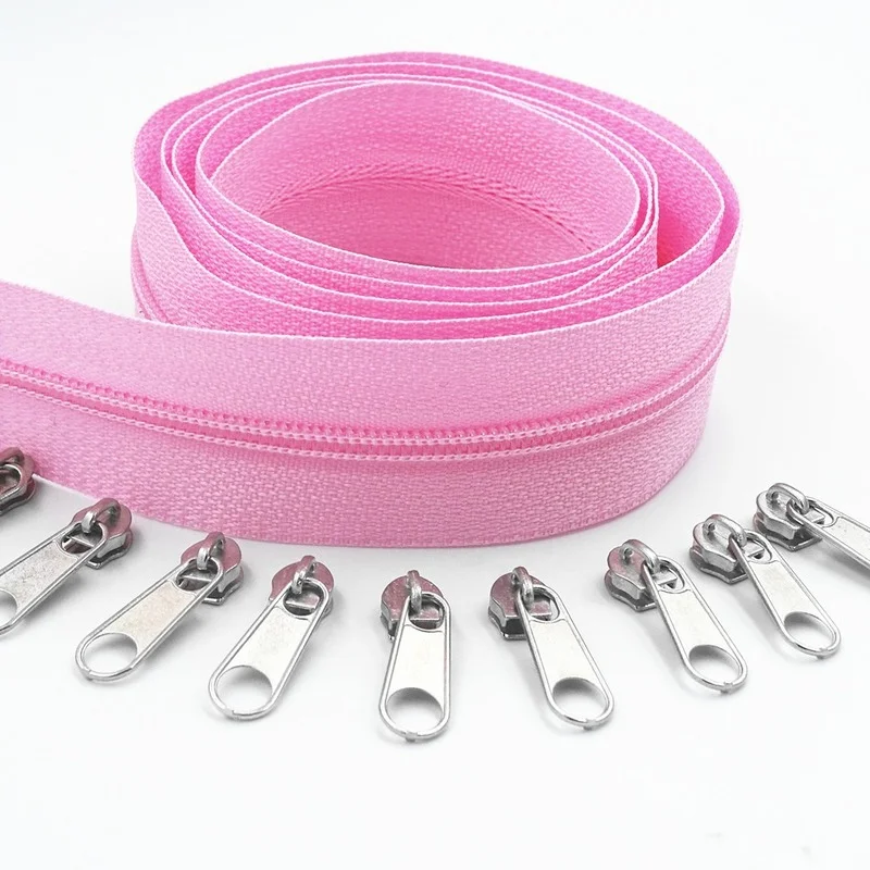 

10 Meters 20 Silver Zipper slider Long 20 Colors 3 # Nylon Coil Zipper for DIY Sewing Clothing Accessories