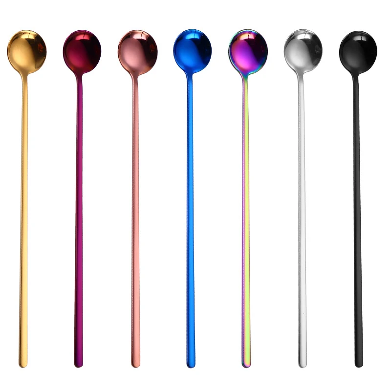 24cm Long Handle Stainless Steel Spoon Cocktail Bar Drink Coffee Stirring Spoons Kitchen tableware Supply Accessories Appliances