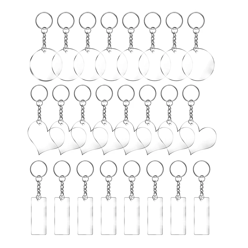 

72PCS Acrylic Keychain Blanks with Key Chain Rings, Jump Rings for DIY Keychain, Vinyl Projects, Gift Tags