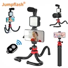 Гибкий штатив Jumpflash Octopus для селфи, живого видео со светодиодной подсветкой, микрофоном и дистанционным управлением по Bluetooth для камеры, iPad, телефона