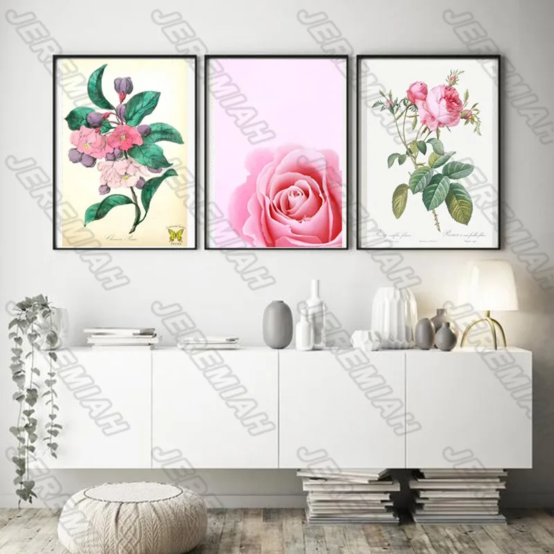 

Decorative Poster Blooming Flowers Waterproof Ink Frameless Canvas Wall Stickers Home Decoration