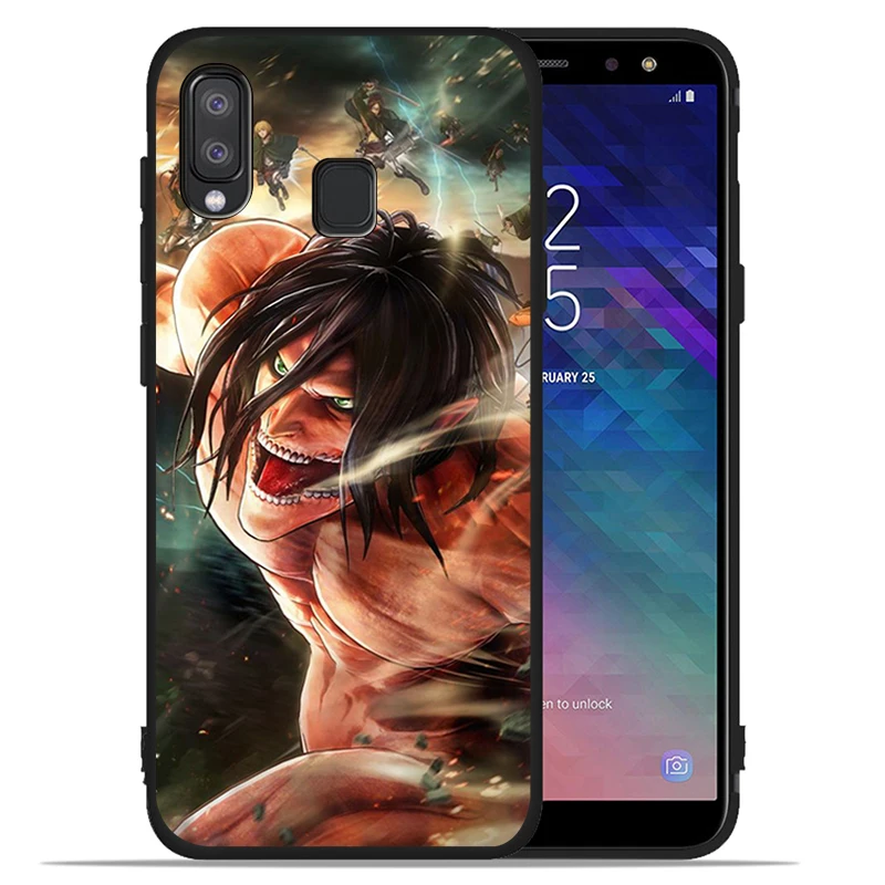 Чехол для телефона Samsung Galaxy A71 A51 A41 A31 A20E A10 A20 A40 A50 A70 M30S M20 A7 A8 A9 черный с аниме Атака