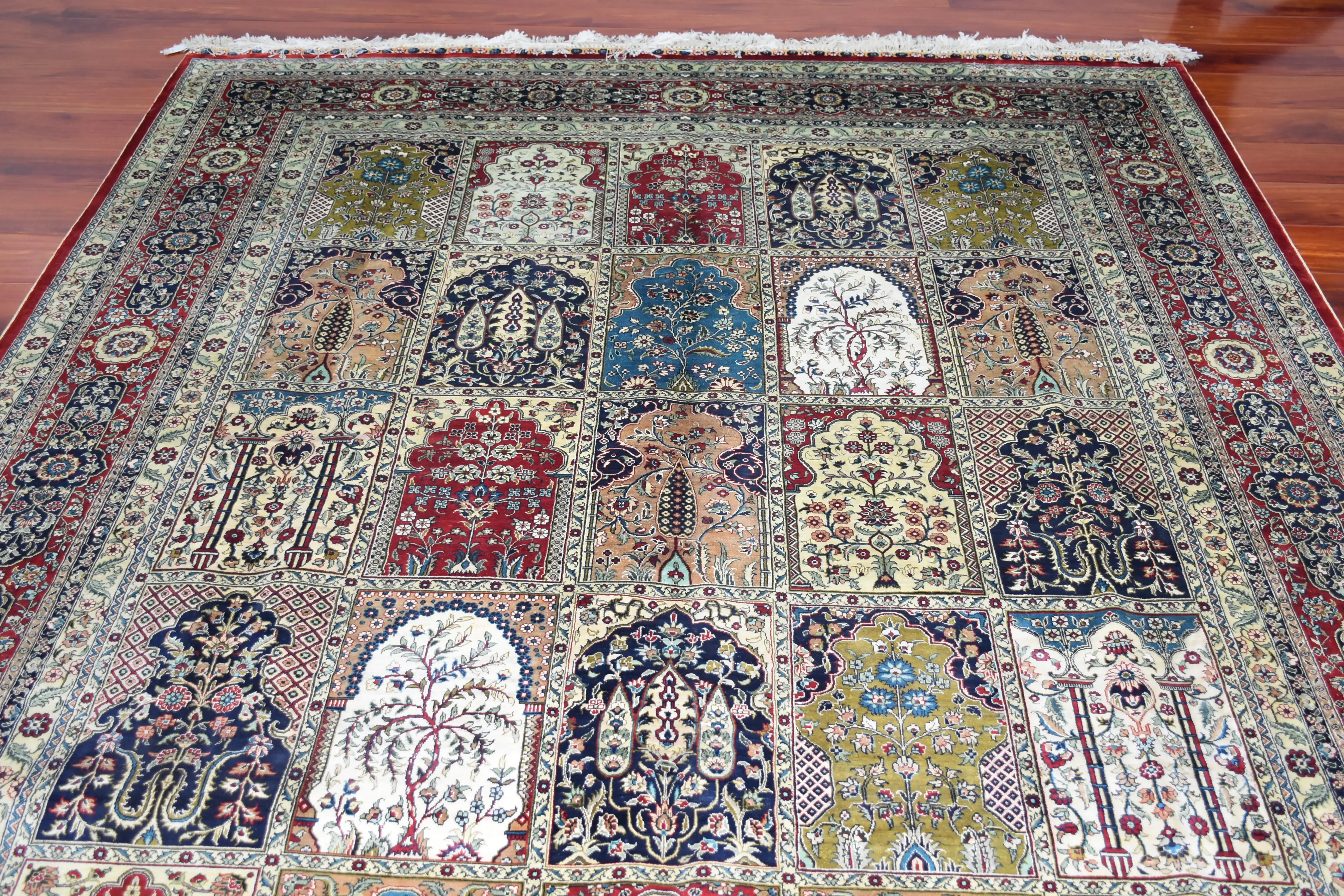 Beste 7X10Feet Handgeknoopte Bloemen Zijden Tapijten Handgemaakte Tapijten Vier Seizoenen Zijden Tapijt