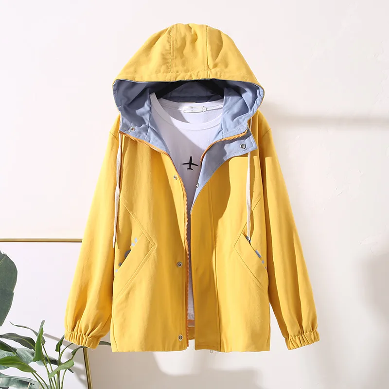 Женское Свободное пальто на молнии Тренч большого размера в Корейском стиле для