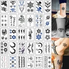 Временные тату-наклейки для мужчин, женщин, мужчин, 30 шт., сексуальный волк, тотем, перекрестные буквы скорпионов, украшение на английском языке для боди-арта, искусственные татуировки-наклейки