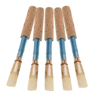 5pc oboe reeds cork reed blue strength medium w plastic container for oboe
