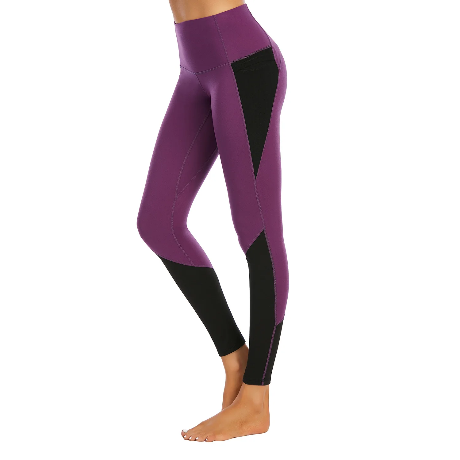 

New yoga clothes women's color matching sports high waist yoga pants hips and feet pants fitness pants