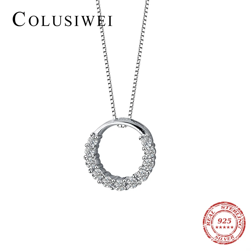 Colusiwei простой круглый кулон ожерелье для женщин кубического циркония