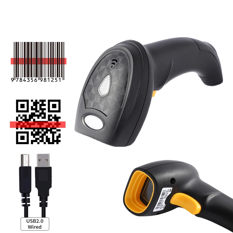 Ручной сканер штрихкодов 2D 1D/2D QR считыватель портативный Проводной USB кода для