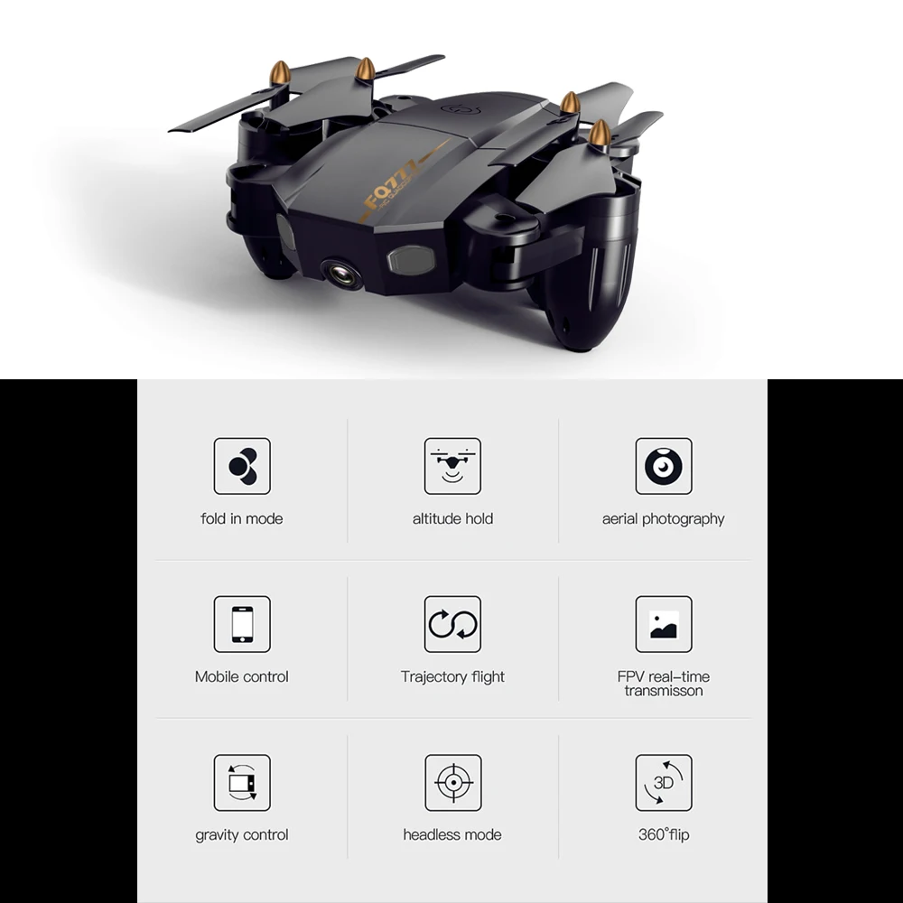 FQ36 Folding quadcopter drone With Camera HD 480P 360°Aerial RC Helicopter Long-Range Wifi Four-Axis Aircraft | Электроника