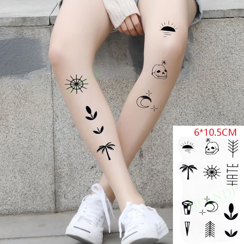

Waterproof Temporary Tattoo Sticker ins Skull bone coconut tree moon cute Body Art flash tatoo fake tatto for Women Men