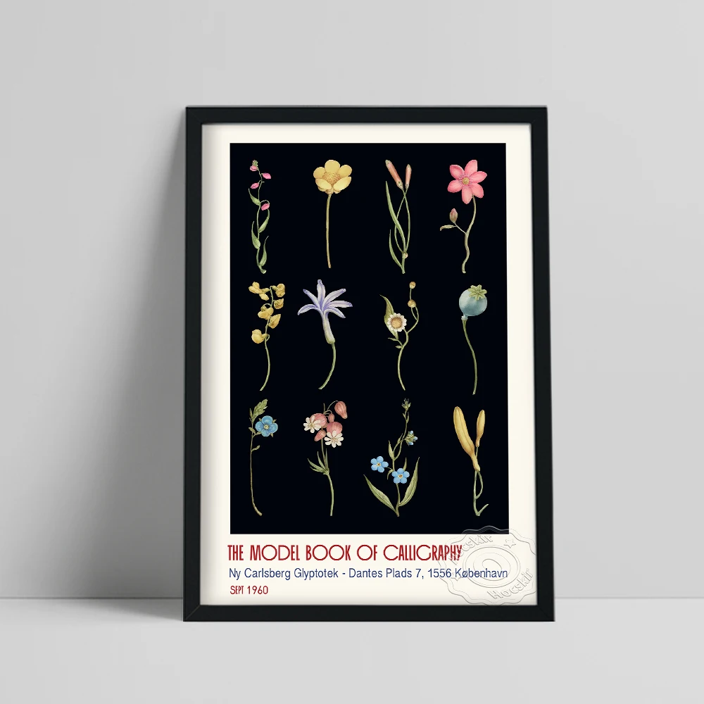 

Flower Blossom Poster, Floral Wall Art, The Model Book Of Calligraphy Illustration Painting, Floral Art Plant Library Wall Decor