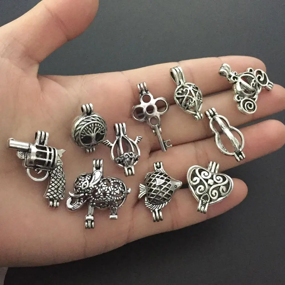 10 шт. Подвески античные серебряные маленькие смешанные бусины в форме