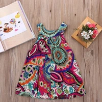 kids little girls dresses toddler printed flower baby girl sleeveless party tutu summer mini dress 3 to 7 years