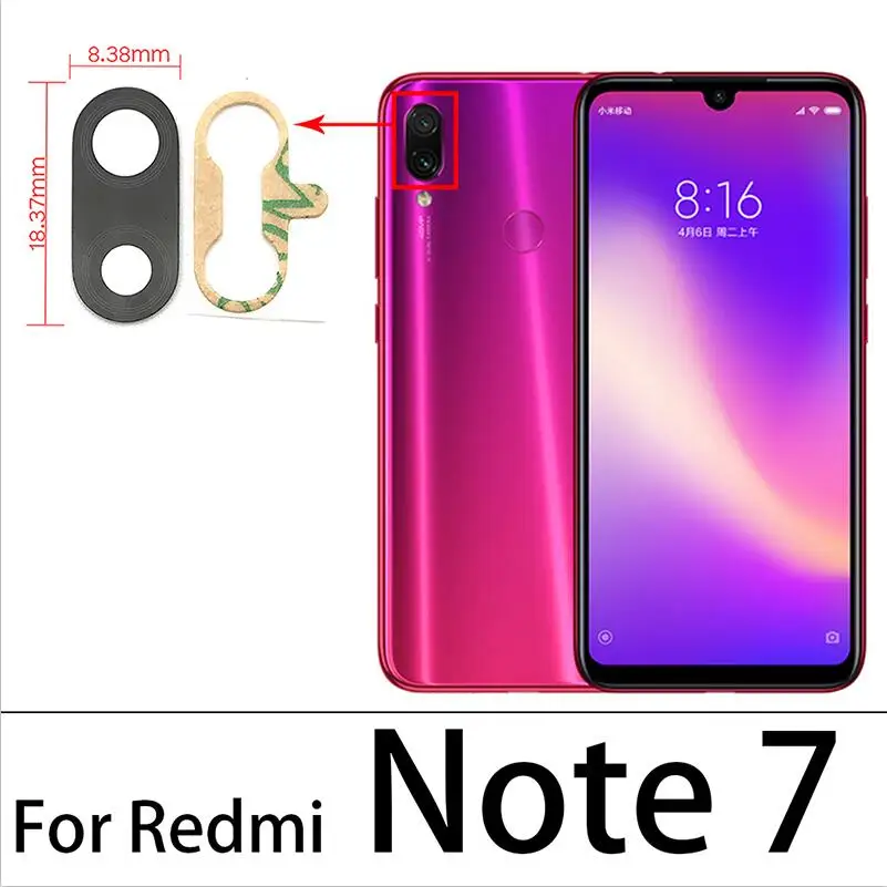 Оригинальный новый стеклянный объектив для камеры Redmi Note 9 Pro с клеем 6 7 8 8T 9S 10 Max