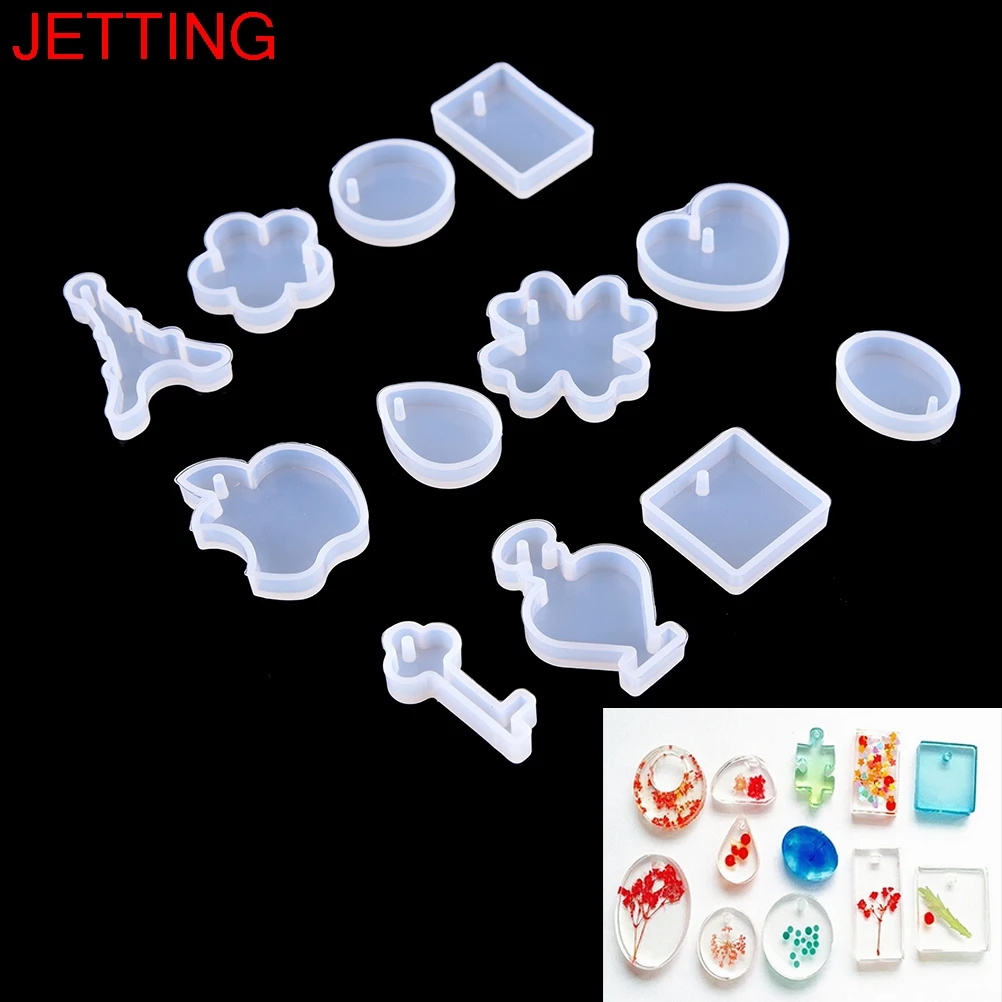 

12Pcs/set Jewelry Making Mold DIY Craft Holes Key Waterdrop Silicon Mould Resin 2018 Hot Sales