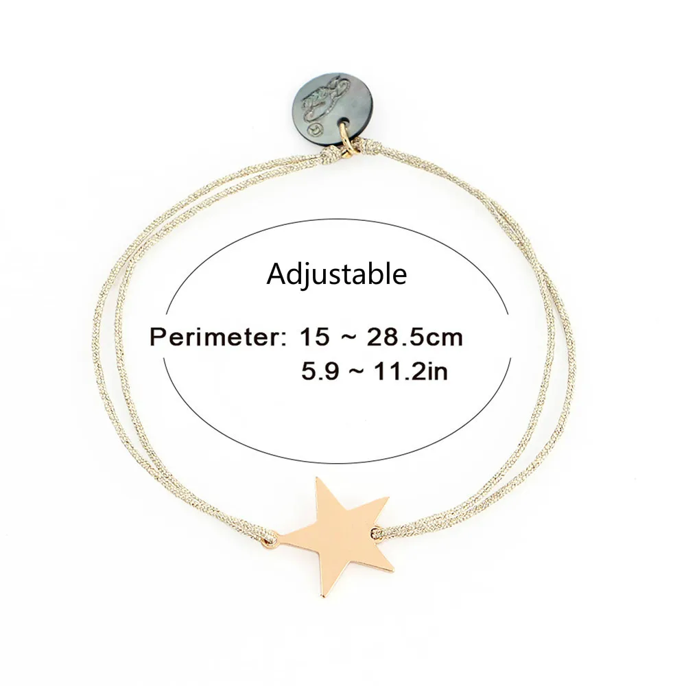 ELEGANCE11 Design Gold Bling Sequins Rope Bracelet for Women Alloy Pentagram Dangle Friendship Bracelets Couples Gift Female | Украшения и