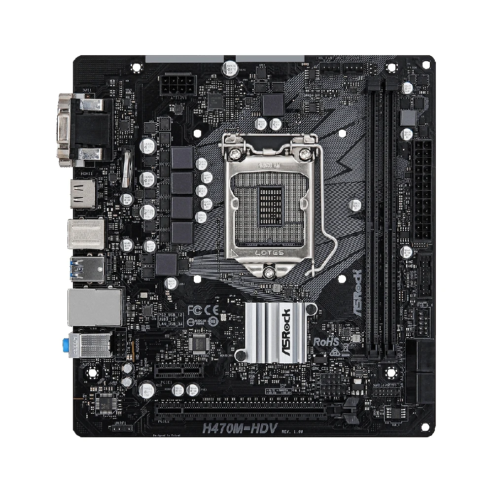 Плата материнская Asrock INTEL H470/2DDR4/4SATA3 mATX BOX | Компьютеры и офис