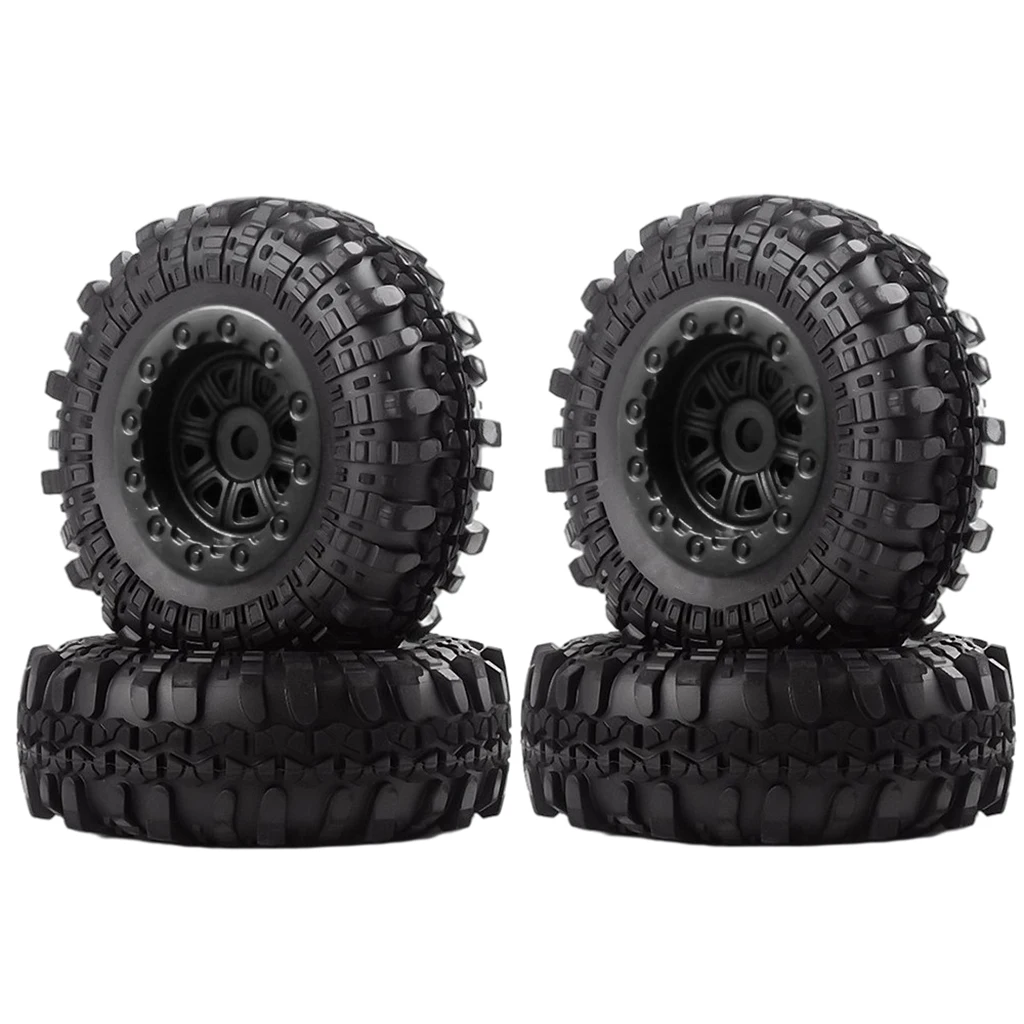 

4pcs Micro Wheels and Tires Set Fit for Axial SCX24 90081 00001 RC Rock Crawler Car Spare Black