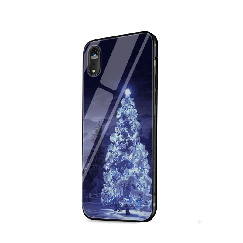G10 Чехол для телефона из термопластичного стекла для Iphone 5, 5S, 6, 6 S, 7, 8 Plus, X, XR, XS Max, защитный чехол с изображением рождественской елки и снежинки - Цвет: G10