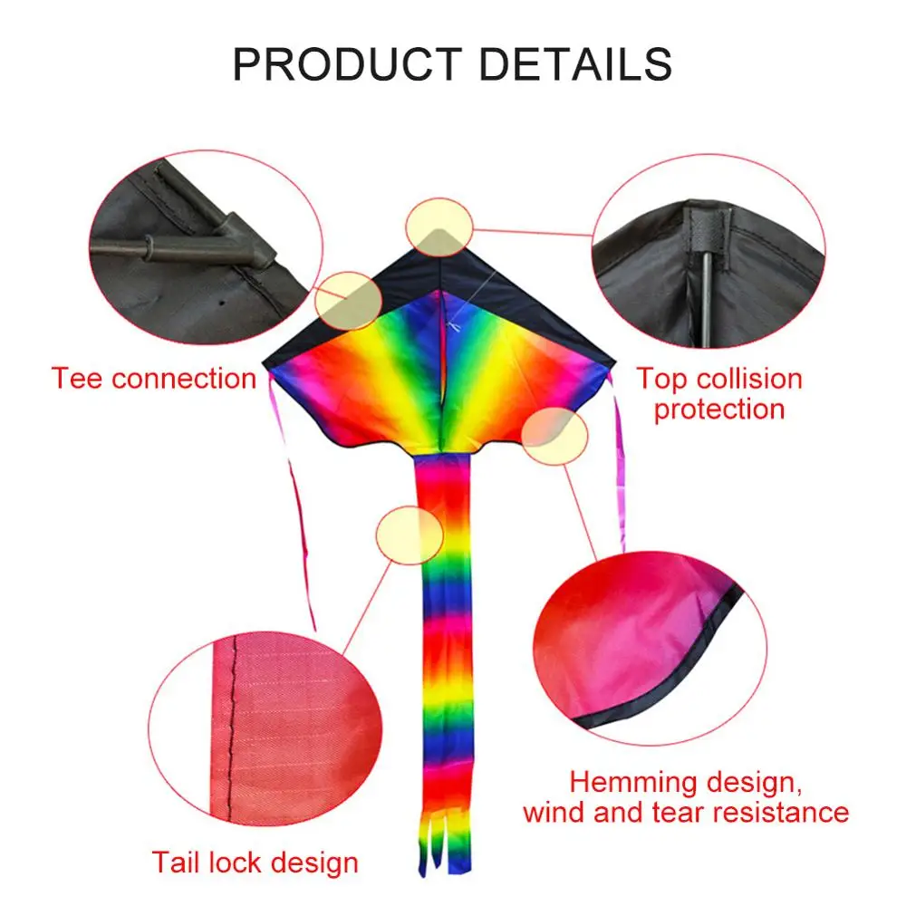 Новый Красочный воздушный змей длинный хвост летающая игрушка Огромный Радужный