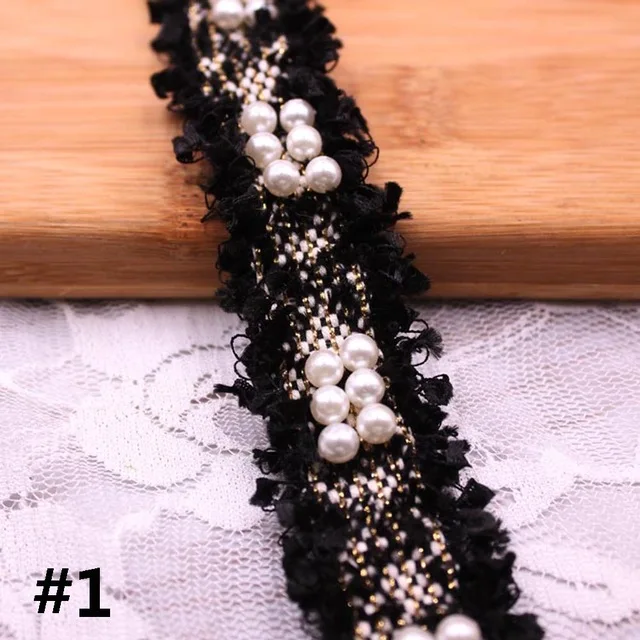 1 ярд 3 см винтажная нейлоновая жемчужная вышитая бисером кисточка кружевная