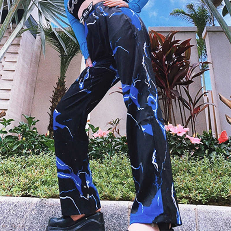

Women Y2k Pants Women 90s Aesthetic Pants for Women Harajuku Trousers Women Streetwear Print Woman Pants High Waist Straight