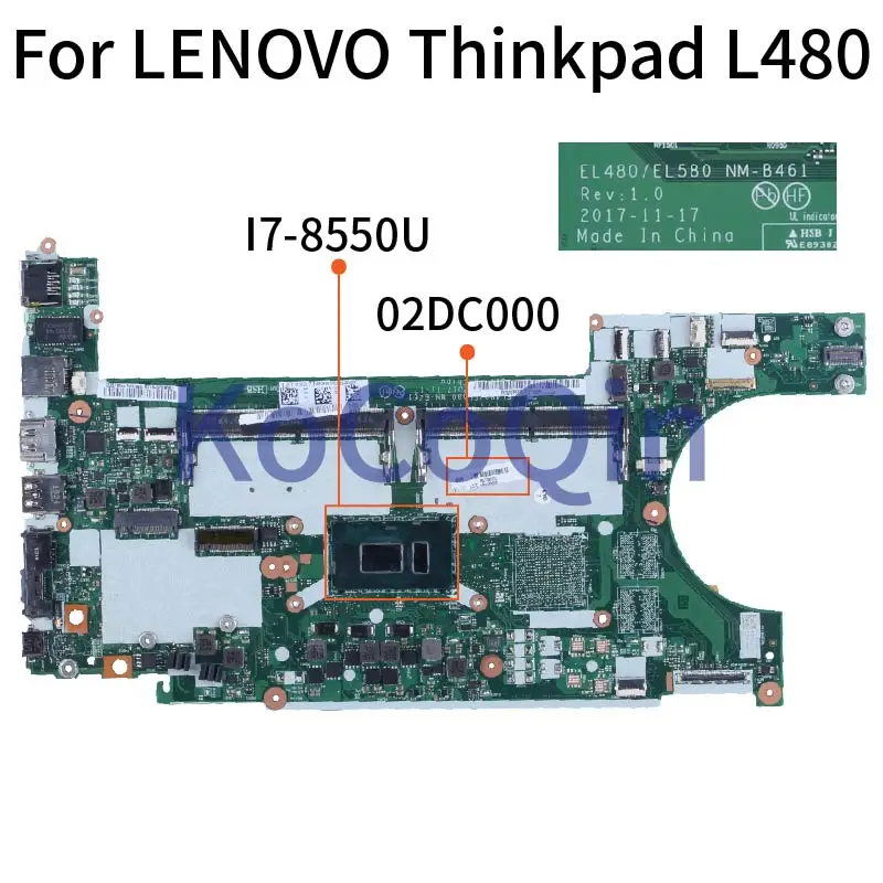 Verkaufen Für LENOVO Thinkpad L480 I7-8550U Notebook Mainboard EL480/EL580 NM-B461 01LW343 SR3L9 DDR4 Laptop Motherboard
