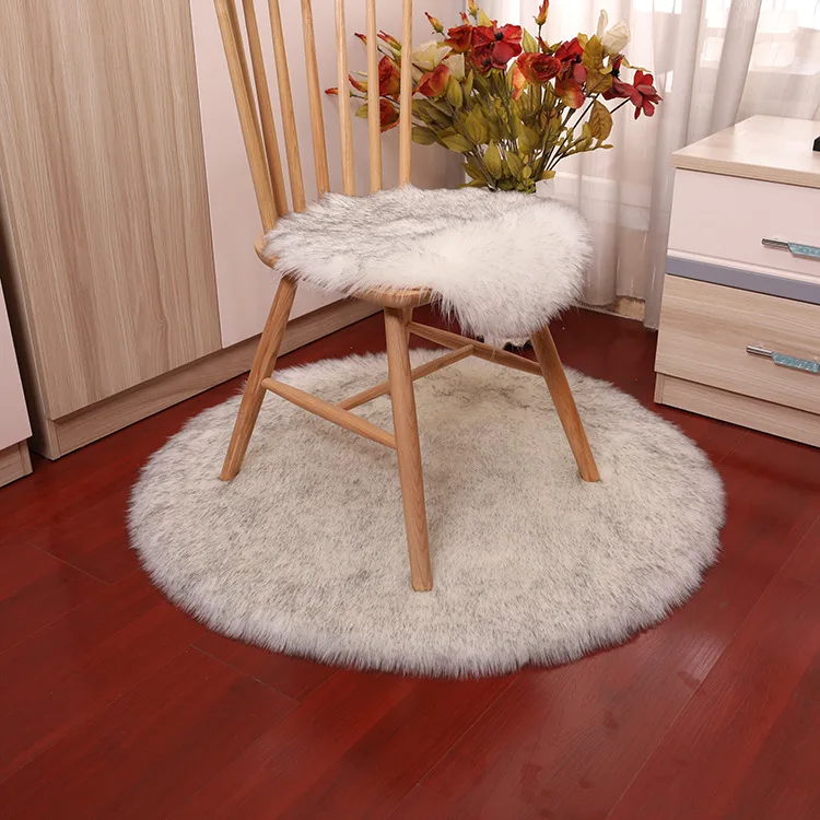 White Faux Fur Round Area Rug Plush Shipskin Flufy Pink Bedroom Rugs Living Room Soft Shaggy Floor Carpets Furry Mats Washable