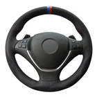Чехол рулевого колеса автомобиля DIY Ручная строчка мягкая черная натуральная кожа замша для BMW X5 E70 2006-2013 X6 E71 E72 2008-2014