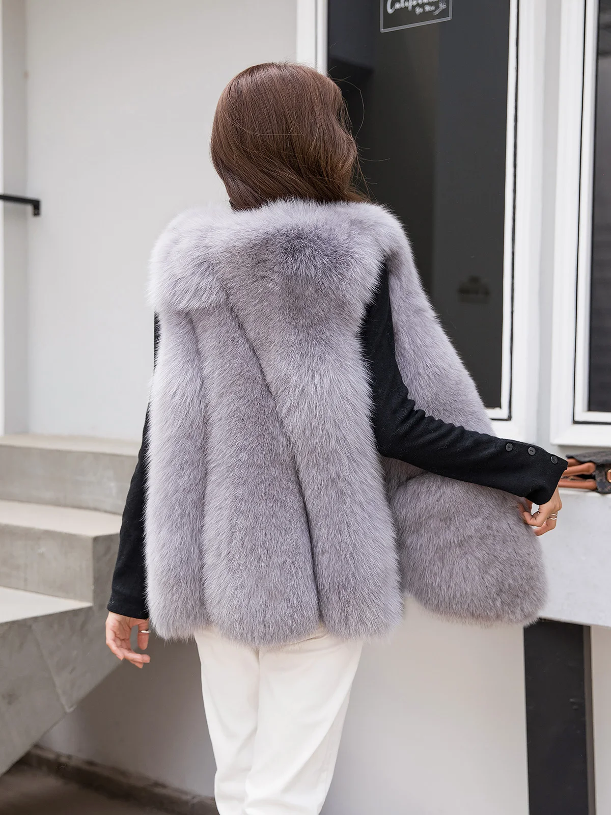 Natural fox fur waistcoat, full fur women's jacket, fox fur top, outer wear leather grass waistcoat, noble clothing