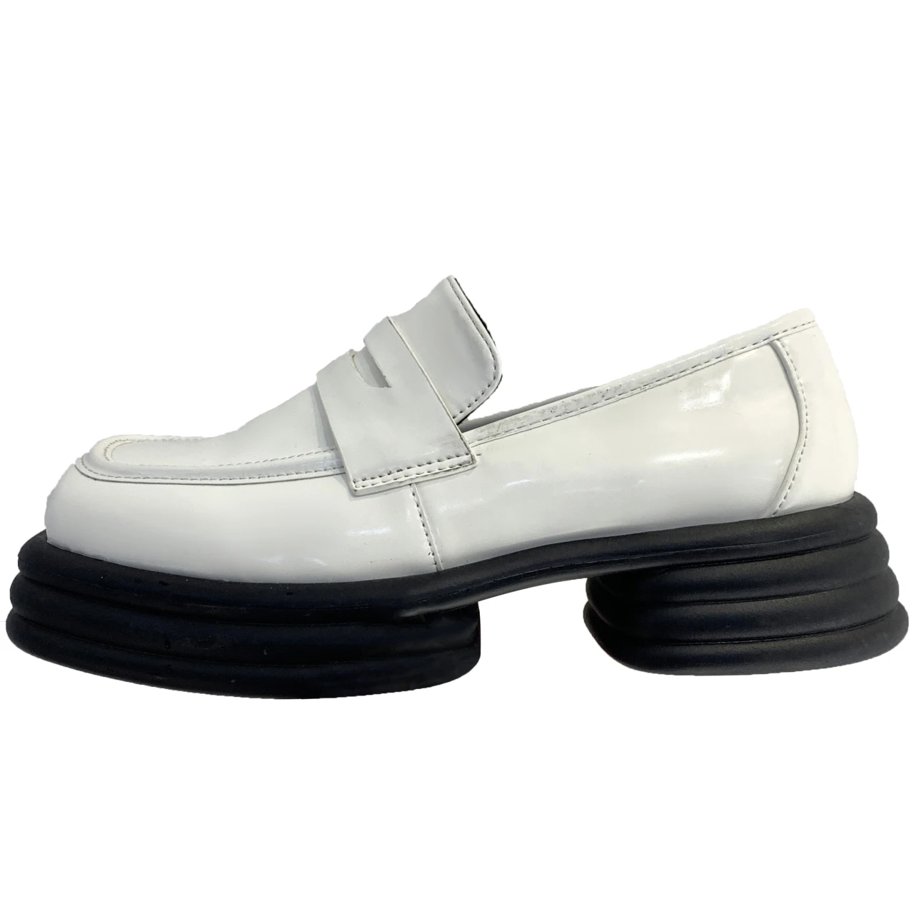 

Flat Platform Women Shoes PU Leather High Hell Loafers Retro Square Toe Waterproof Single Shoes For Women Brand Platform Oxfords