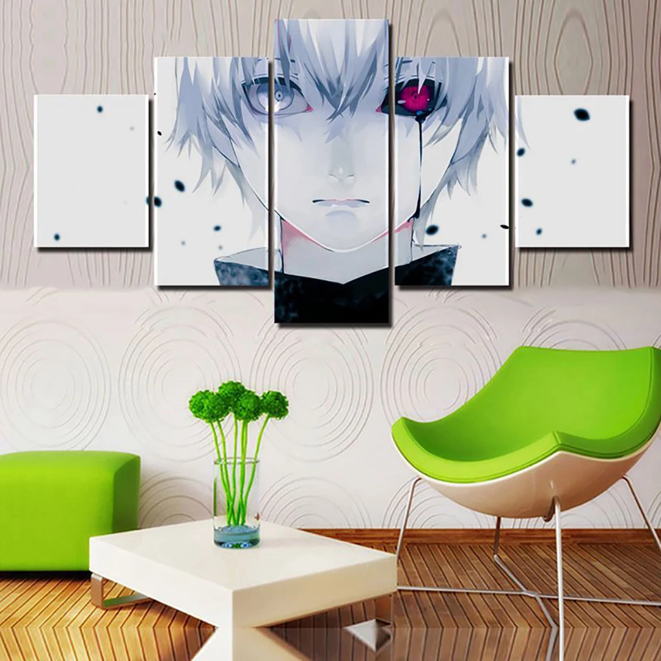

Prints Pictures Home Wall Art 5 Panel Tokyo Ghouls Painting Modular Anime Poster On Canvas Modern Living Room Decoration Frame