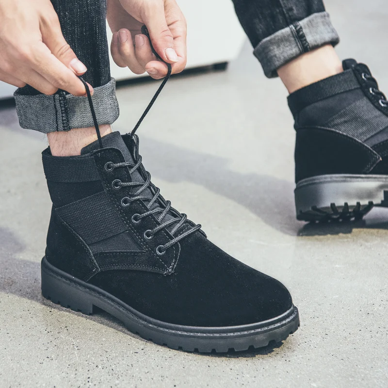 

Tooling Boots Men's Trend Boots Winter Plus Velvet High-top Shoes Retro Short Boots Mid-top